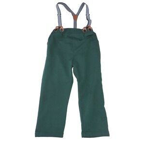 Boys Dark Green Dress Pants with‎ Striped Suspenders Size 6-7T Formal Trousers